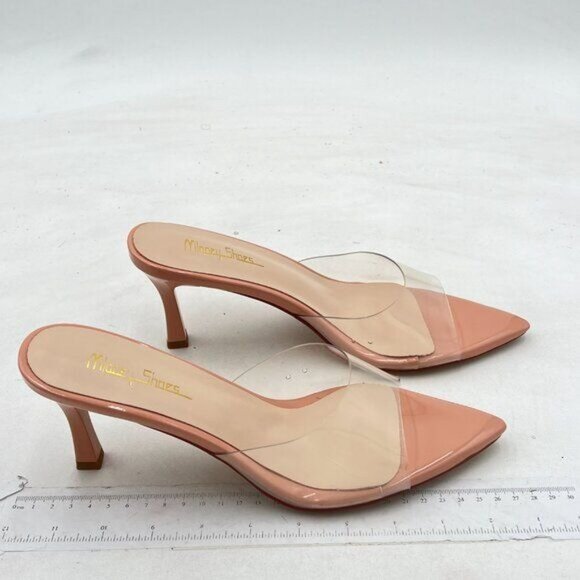 Milooey shoes Women's Comfy Kitten Heel Mules Open Pointed Toe Sandals Pink - Picture 4 of 8